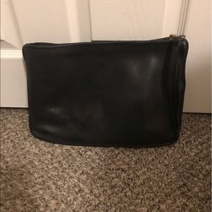 Vintage Black Leather Coach Clutch